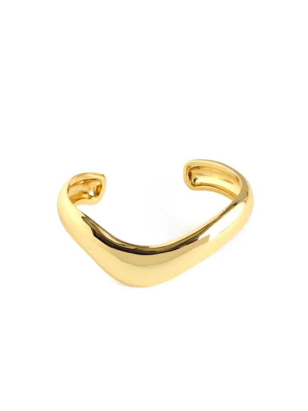 Madewell Organic Wavy Chunky Cuff Bracelet Polished V-Front Gold Tone Zinc Band